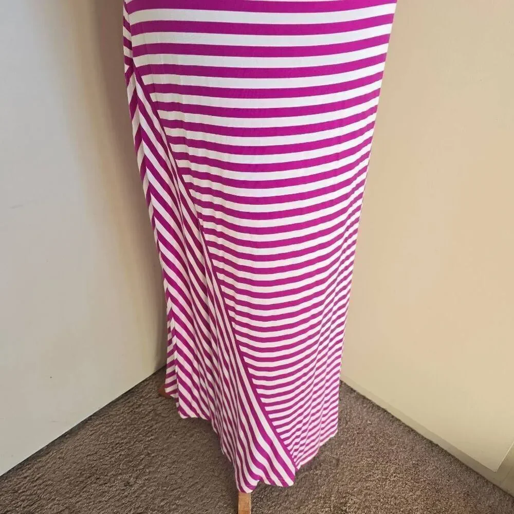 Calvin Klein Pink/White Stripe Full Length Tank  Long Maxi Dress, NWT, Sz. 4 - Picture 7 of 12